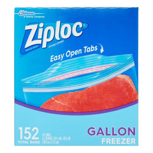 152 ct. Details about   Ziploc Easy Open Tabs Freezer Gallon Bags